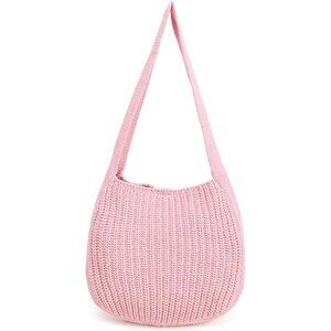 Women's Pink Shoulder Handbags Crocheted Bags Large Knit Bag Tote Bag